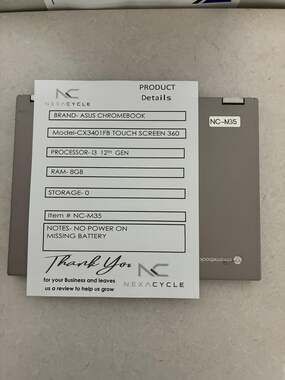 ASUS Chromebook CX3401FB Touch 360 12th Gen i3 8GB RAM No Storage